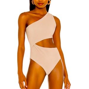 Beach Riot for Free People tan ribbed Celine one piece swimsuit NWOT